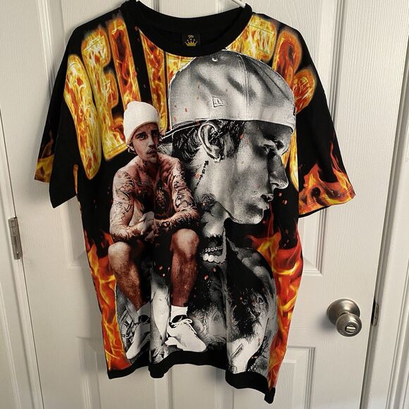 Justin Bieber All Over Print Shirt AOP SIZE Extra LARGE XL Modern Boot - Picture 1 of 9